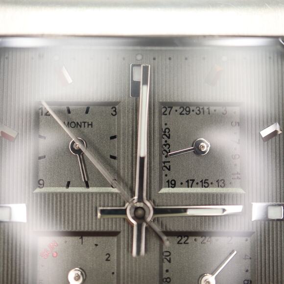 Kenneth Cole Full Calendar Unisex Watch 33mm Green Gray Square Dial New Battery - Picture 7 of 16